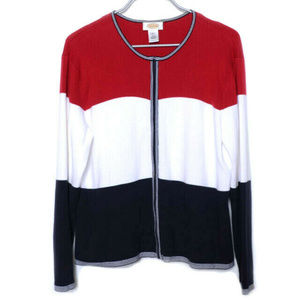 Talbots Red White Navy Blue Cotton Sweater xl (p10